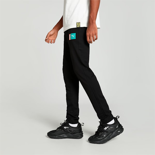 Stylized Logo Men's Slim Fit Pants, PUMA Black, extralarge-IND