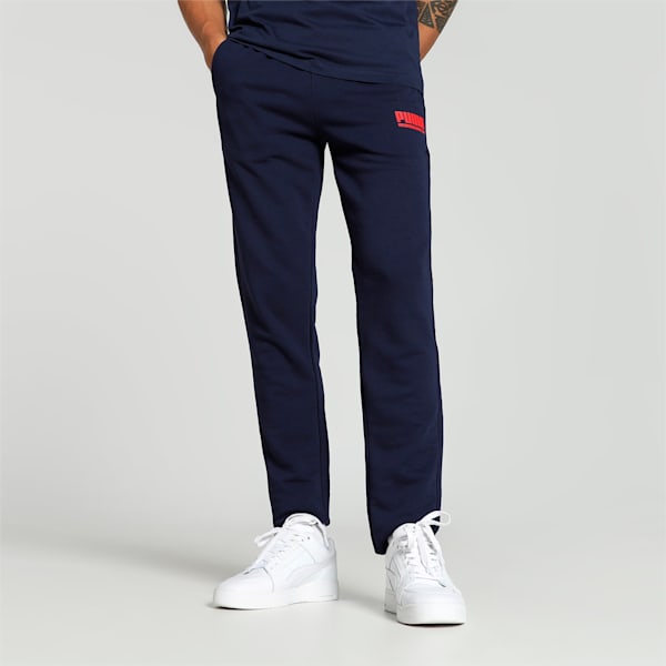 Men's Logo Slim Fit Pants, PUMA Navy, extralarge-IND