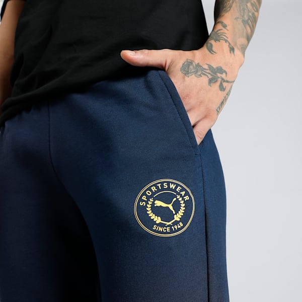 Men's Varsity Graphic Slim Fit Pants, PUMA Navy, extralarge-IND