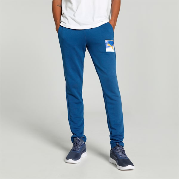 Men's Sport Graphic Slim Fit Pants, Lake Blue, extralarge-IND