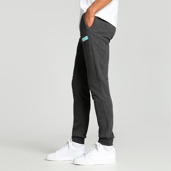 Men's Zippered Graphic Slim Fit Pants, Dark Gray Heather, extralarge-IND