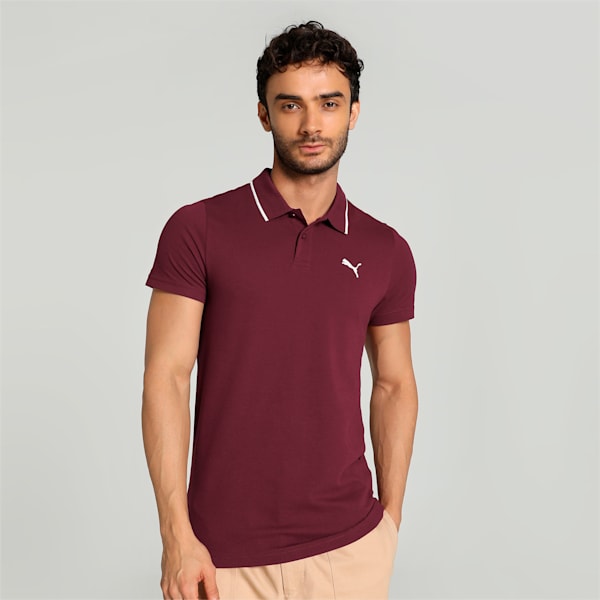 Collar Tipping Men's Slim Fit Polo, Team Regal Red, extralarge-IND