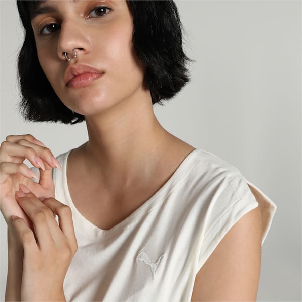 Women's Extended Shoulder Tee, Warm White, extralarge-IND