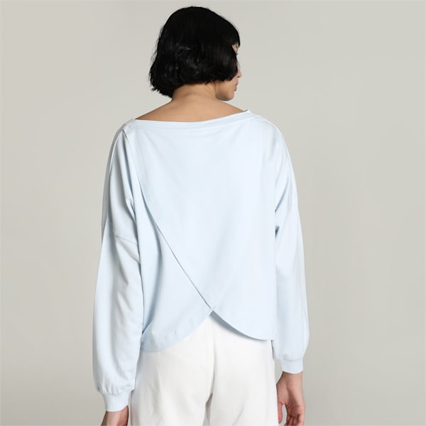 Cross Back Women's Crew-Neck Sweatshirt, Icy Blue, extralarge-IND