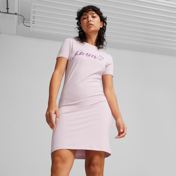 Vestido tipo playera para mujer ESS+ Blossom, Grape Mist, extralarge
