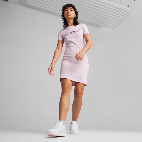 Vestido tipo playera para mujer ESS+ Blossom, Grape Mist, extralarge
