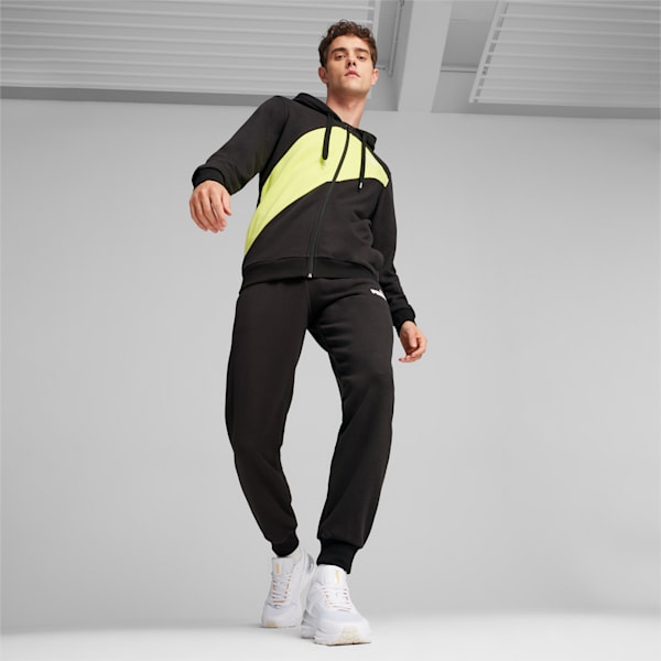 PUMA POWER Men's Tracksuit, PUMA Black-lime sheen, extralarge-IND