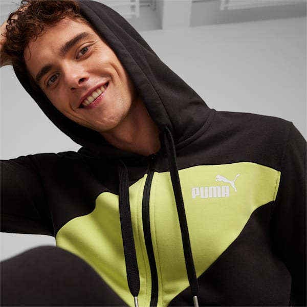 PUMA POWER Men's Tracksuit, PUMA Black-lime sheen, extralarge-IND