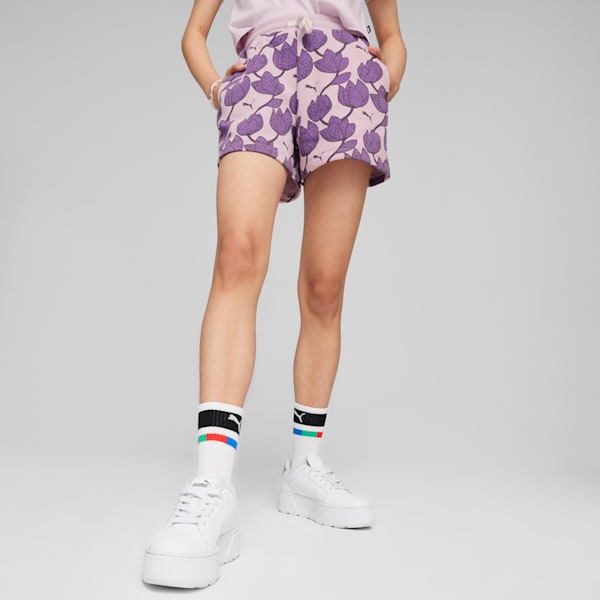 ESS+ BLOSSOM Girls' Shorts, Grape Mist, extralarge