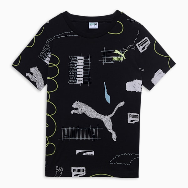 CLASSICS BRAND LOVE All-Over-Print Youth T-shirt, PUMA Black, extralarge-IND