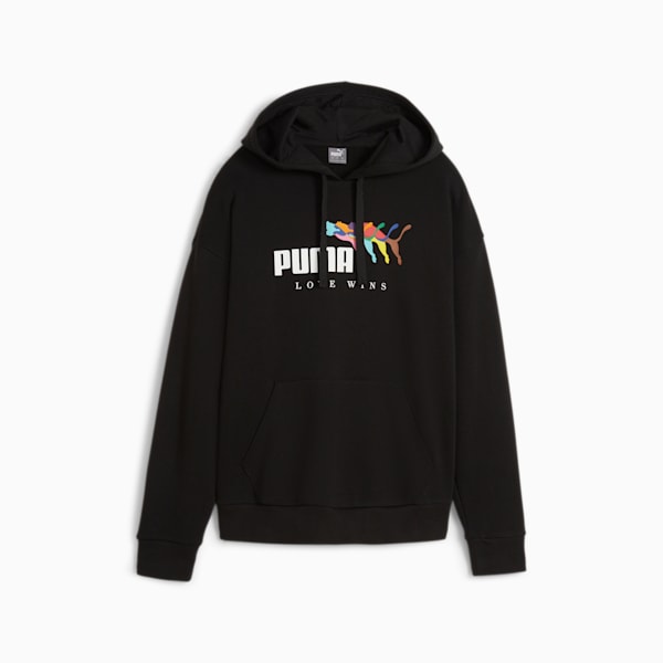 Sudadera con capucha para mujer ESS+ LOVE WINS, PUMA Black, extralarge