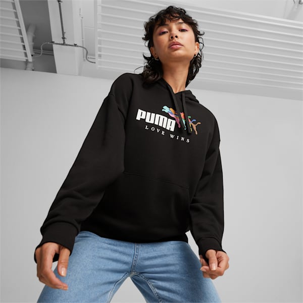 Sudadera con capucha para mujer ESS+ LOVE WINS, PUMA Black, extralarge