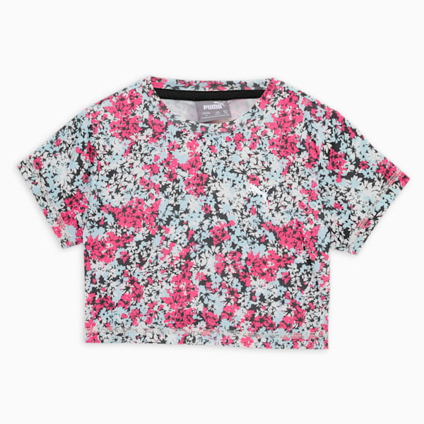 TRAIN FAVORITE Youth Relaxed Fit Crop T-shirt, PUMA Black-Garnet Rose, extralarge-IND