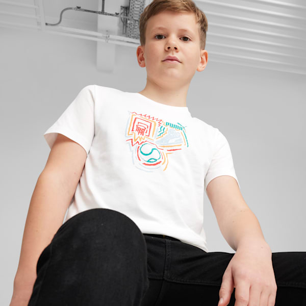 GRAPHICS Year of Sports Big Kids' Tee, PUMA White, extralarge