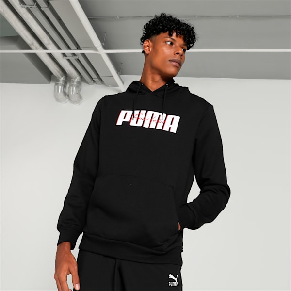 Men's Graphic Hoodie, PUMA Black, extralarge-IND