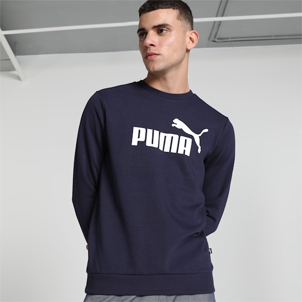 Big Logo Men's Crew-Neck Sweatshirt, PUMA Navy, extralarge-IND