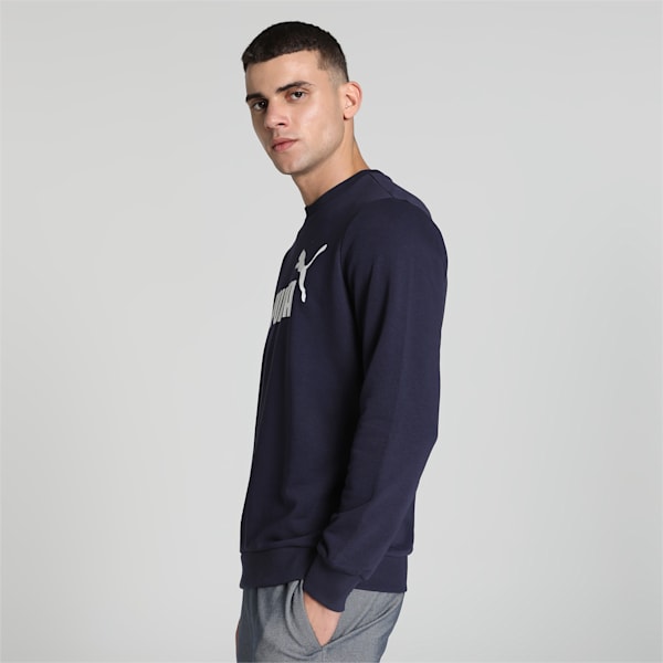 Big Logo Men's Crew-Neck Sweatshirt, PUMA Navy, extralarge-IND