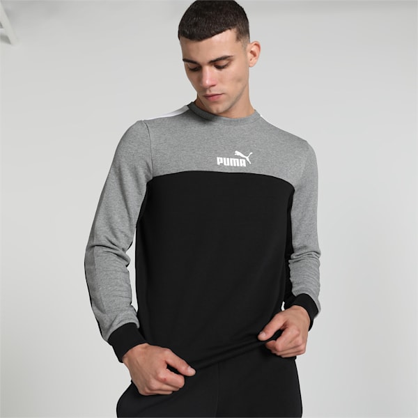 Colorblock Men's Crew-Neck Sweatshirt, PUMA Black, extralarge-IND