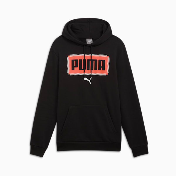 Stitched Logo Men's Hoodie, PUMA Black, extralarge