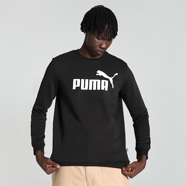 Big Logo Men's Crew-Neck Sweatshirt, PUMA Black, extralarge-IND