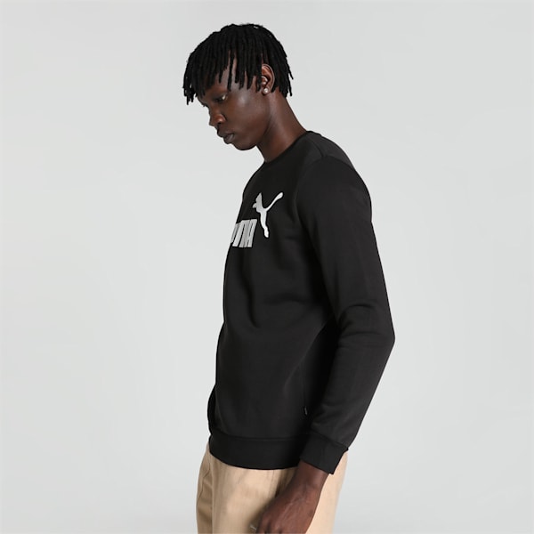 Big Logo Men's Crew-Neck Sweatshirt, PUMA Black, extralarge-IND