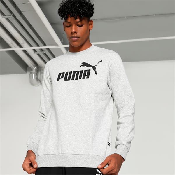 Big Logo Men's Crew-Neck Sweatshirt, Light Gray Heather, extralarge-IND