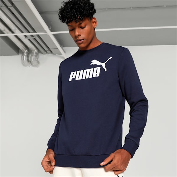 Big Logo Men's Crew-Neck Sweatshirt, PUMA Navy, extralarge-IND