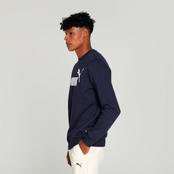 Big Logo Men's Crew-Neck Sweatshirt, PUMA Navy, extralarge-IND