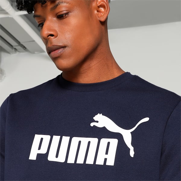 Big Logo Men's Crew-Neck Sweatshirt, PUMA Navy, extralarge-IND