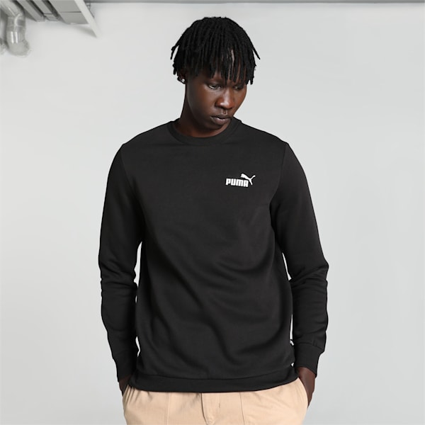Small Logo Men's Crew-Neck Sweatshirt, PUMA Black, extralarge-IND
