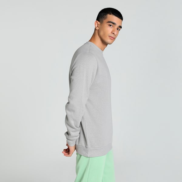 Ess Small Logo Men's Crew FL Sweatshirt, Concrete Gray, extralarge-IND