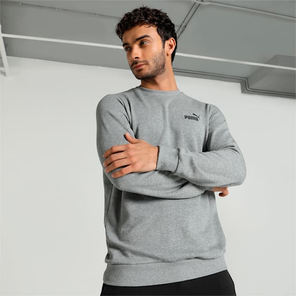 Small Logo TR Men's Crew-Neck Sweatshirt, Medium Gray Heather, extralarge-IND