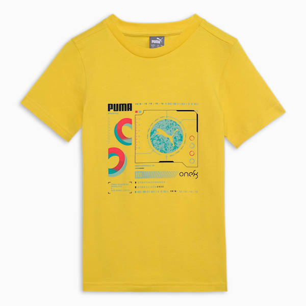 PUMA x one8 Core Elevated Boy's T-shirt, Pelé Yellow, extralarge-IND