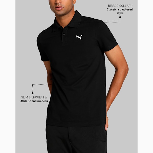 Men's Slim Fit Polo T-shirt, PUMA Black, extralarge-IND