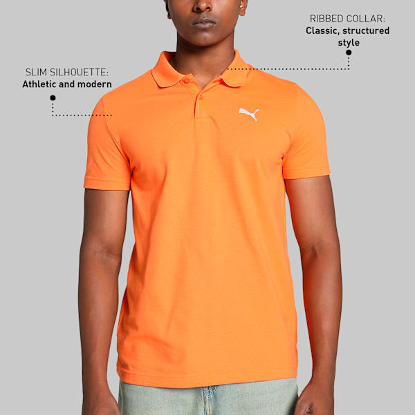 Men's Slim Fit Polo T-shirt, Rickie Orange, extralarge-IND