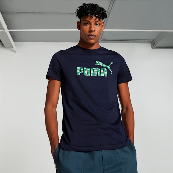 Men's Camo Graphic Slim Fit T-shirt, PUMA Navy, extralarge-IND
