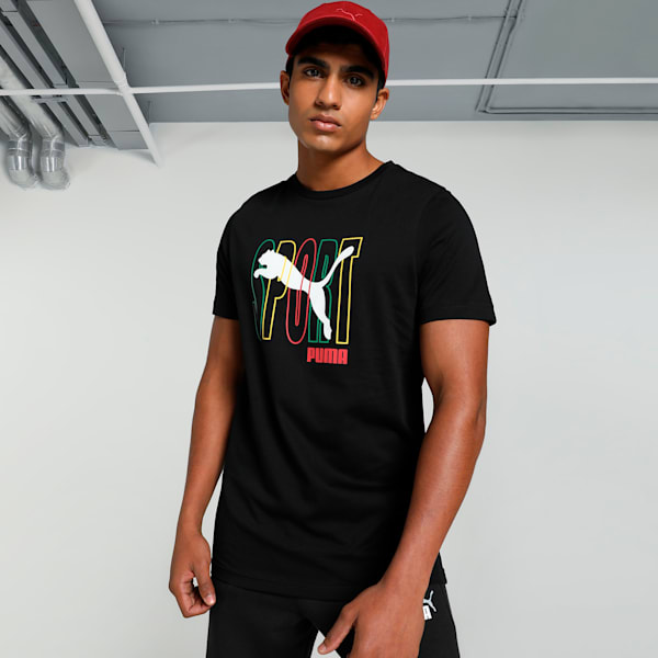 Men's Sport Graphic Slim Fit Tee, PUMA Black, extralarge-IND