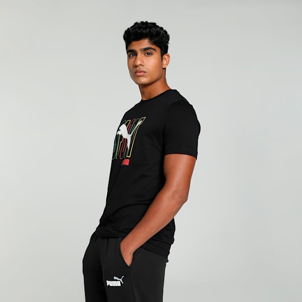 Men's Sport Graphic Slim Fit Tee, PUMA Black, extralarge-IND