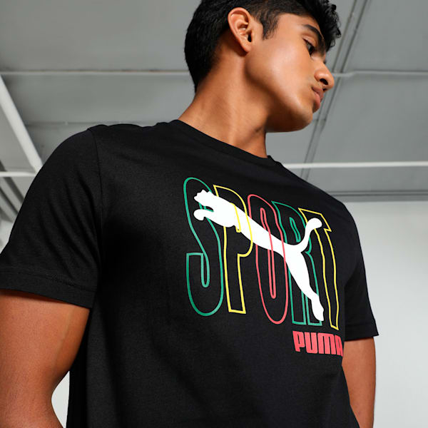 Men's Sport Graphic Slim Fit Tee, PUMA Black, extralarge-IND