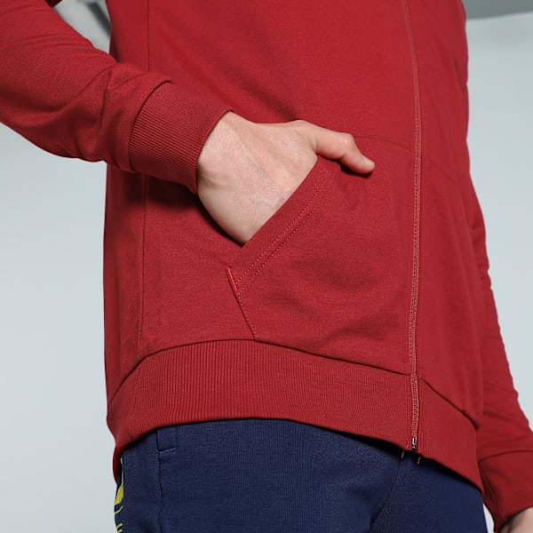 Men's Graphic Full Zip Slim Fit Jacket, Intense Red, extralarge-IND