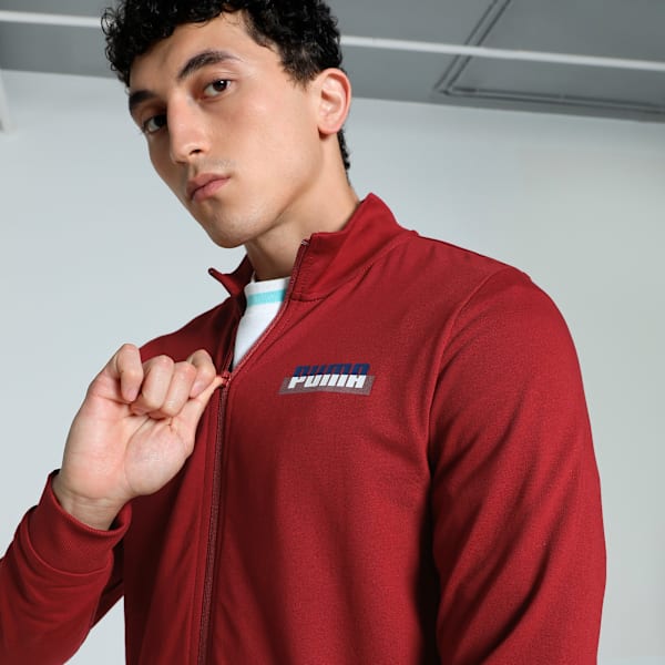 Men's Graphic Full Zip Slim Fit Jacket, Intense Red, extralarge-IND