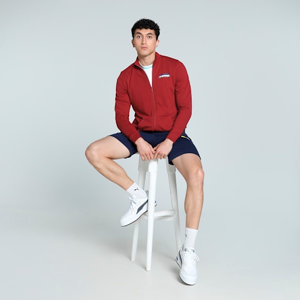 Men's Graphic Full Zip Slim Fit Jacket, Intense Red, extralarge-IND