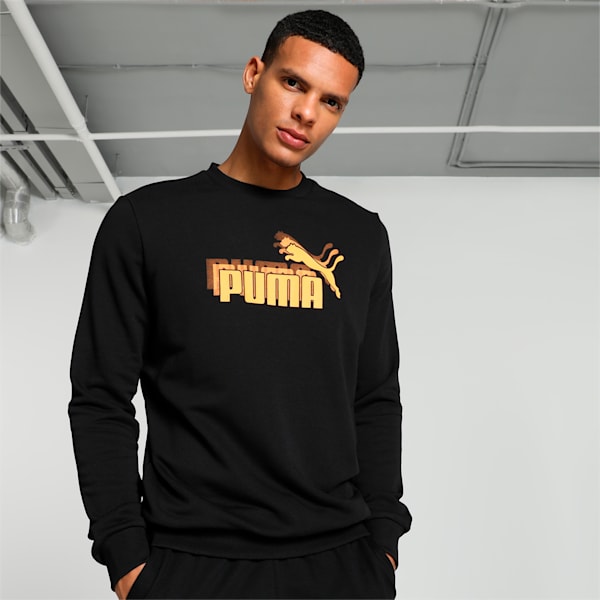 Men's Graphic Crew-Neck Sweatshirt, PUMA Black, extralarge-IND