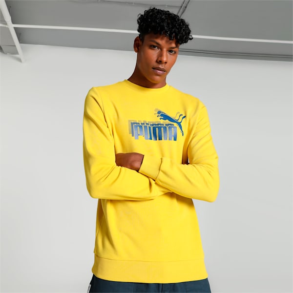 Men's Graphic Crew-Neck Sweatshirt, Sun Ray Yellow, extralarge-IND