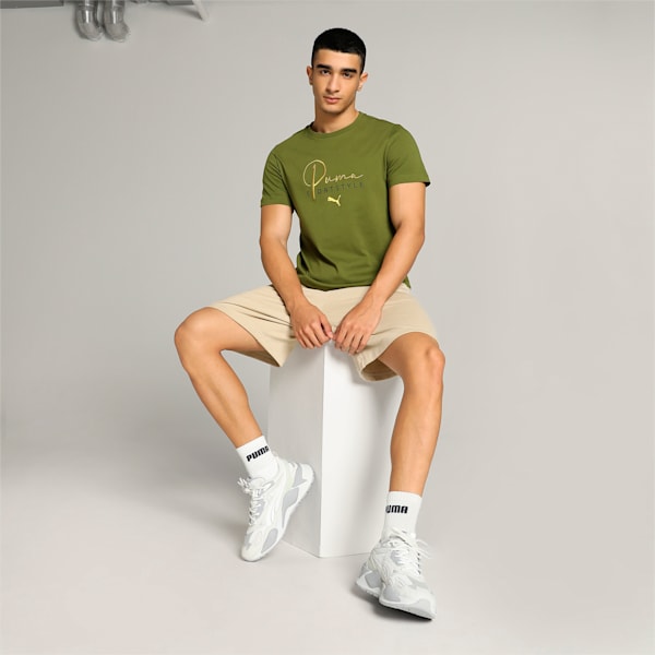 Classics Men's Embroidered Slim Fit Tee, Olive Green, extralarge-IND
