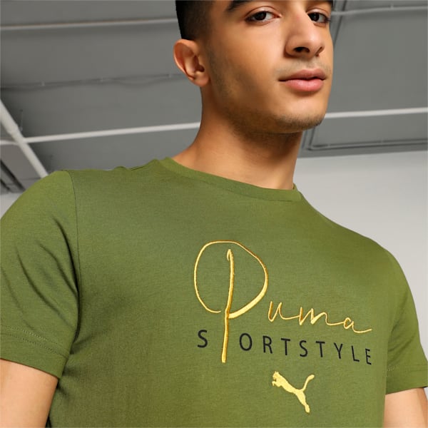Classics Men's Embroidered Slim Fit Tee, Olive Green, extralarge-IND