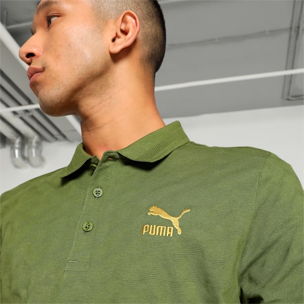 Classics Jacquard Men's Slim Fit Polo, Olive Green, extralarge-IND