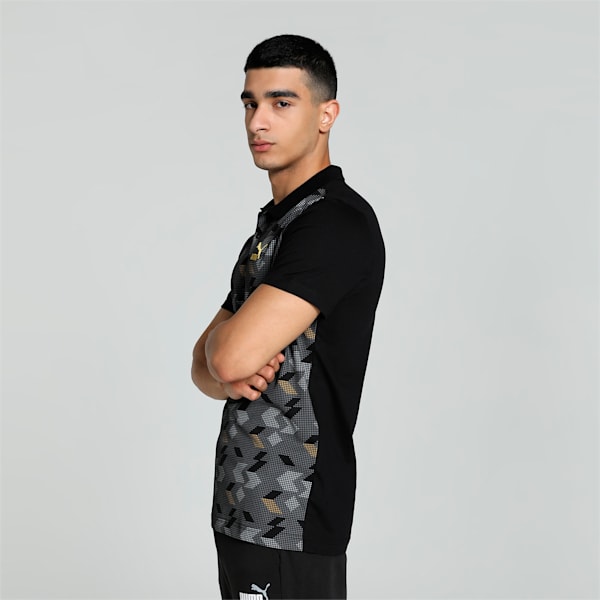 Men's Classics Elevated Printed Slim Fit Polo, PUMA Black, extralarge-IND