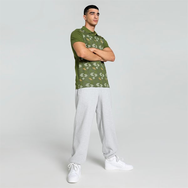 Men's Classics Elevated Printed Slim Fit Polo, Olive Green, extralarge-IND