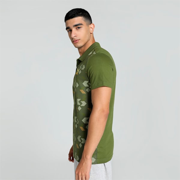 Men's Classics Elevated Printed Slim Fit Polo, Olive Green, extralarge-IND